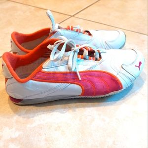 Puma Light Weight Shoes Women's Size 7 1/2 M white/pink/orange Shoe